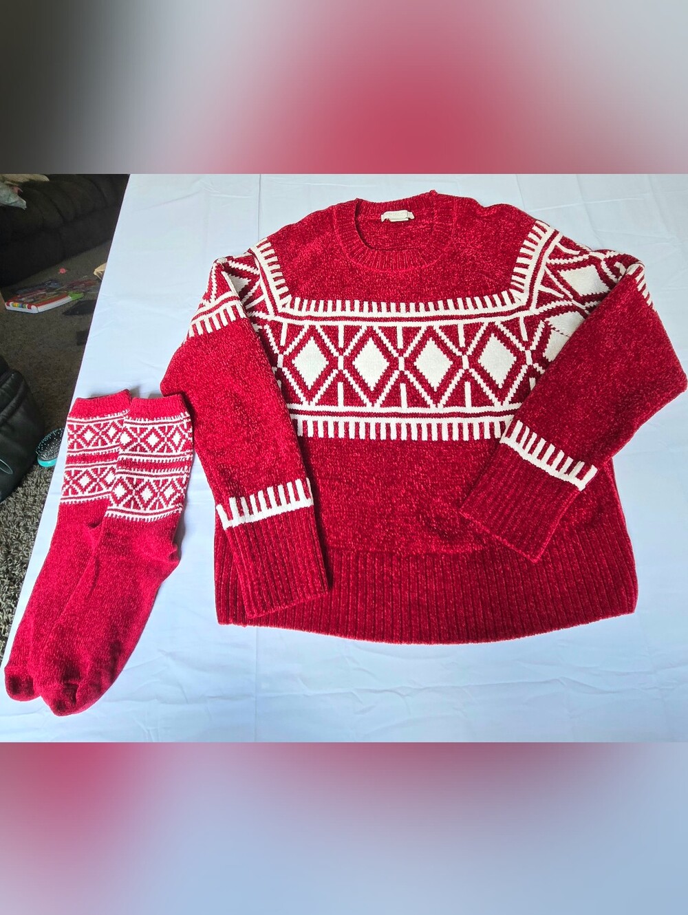 Christian Siriano NY Fair Isle Sweater + Matching Socks Set ❤️